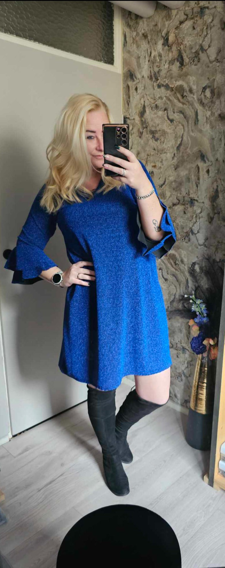 Sparkle dress ruffle | Blauw