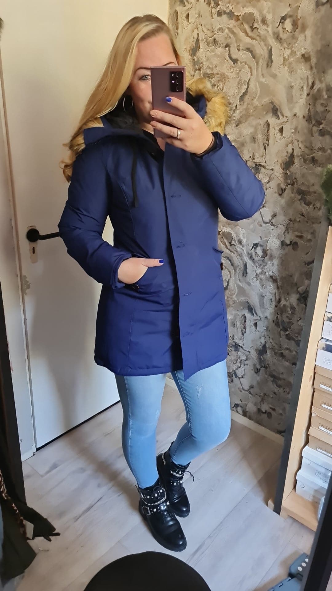Cherry parka jacket | blue
