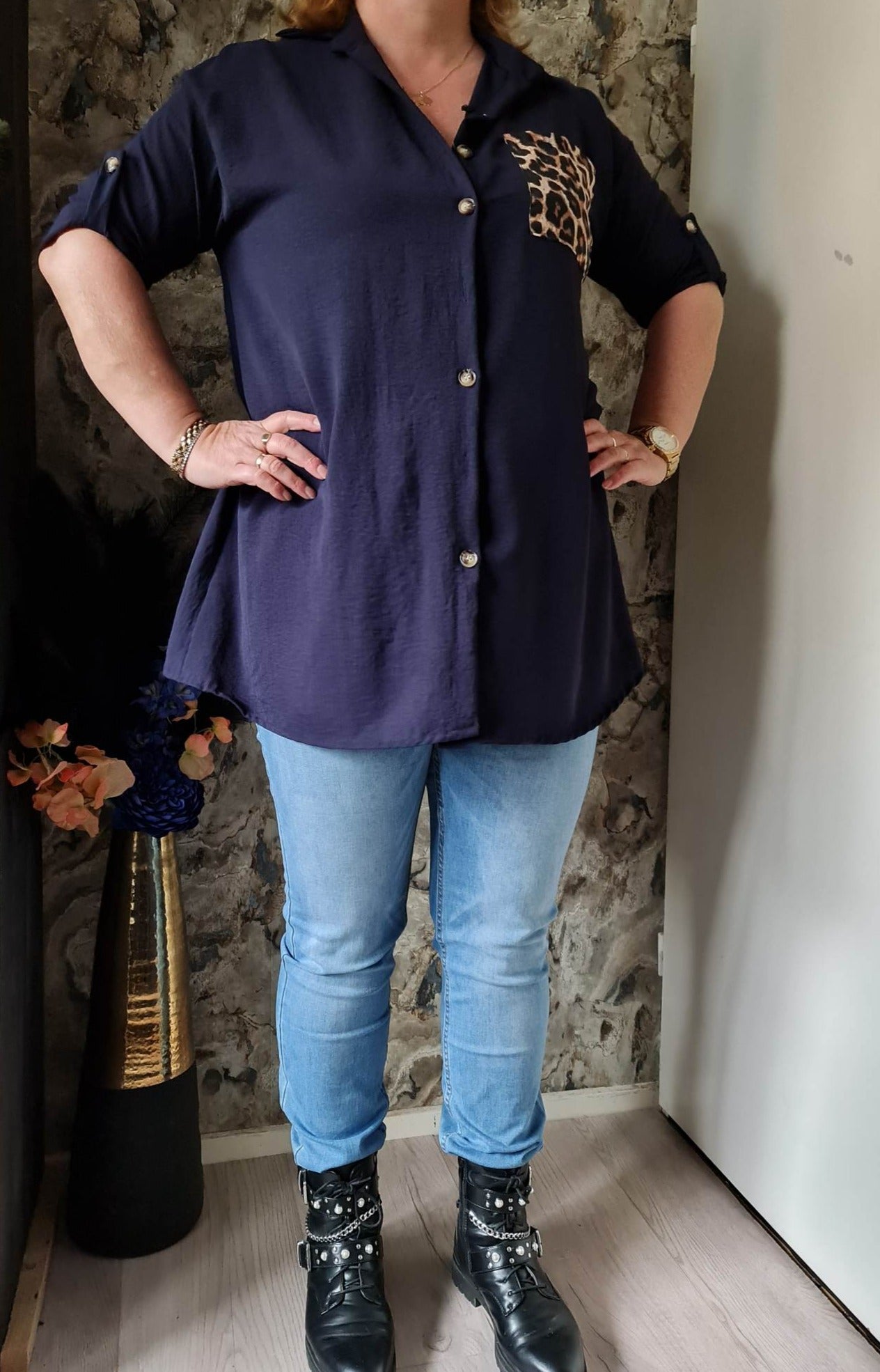 PANTHER BLOUSE | NAVY BLUE