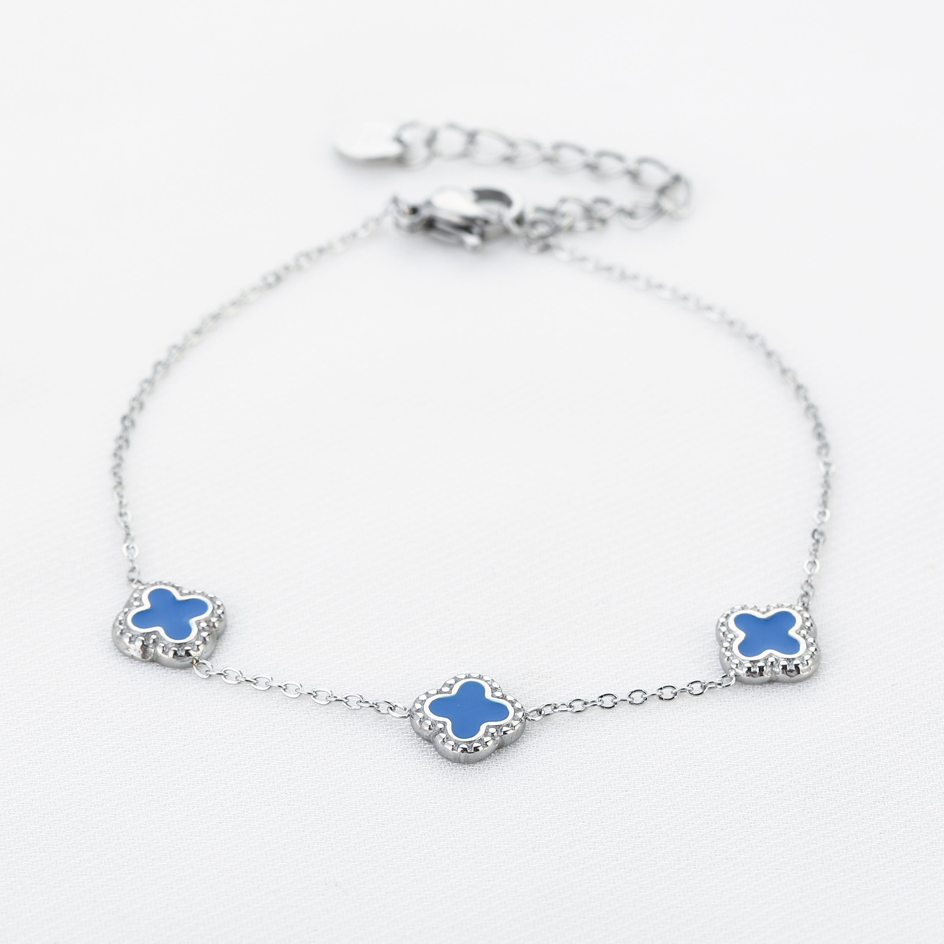 Bracelet clovers | blue/silver
