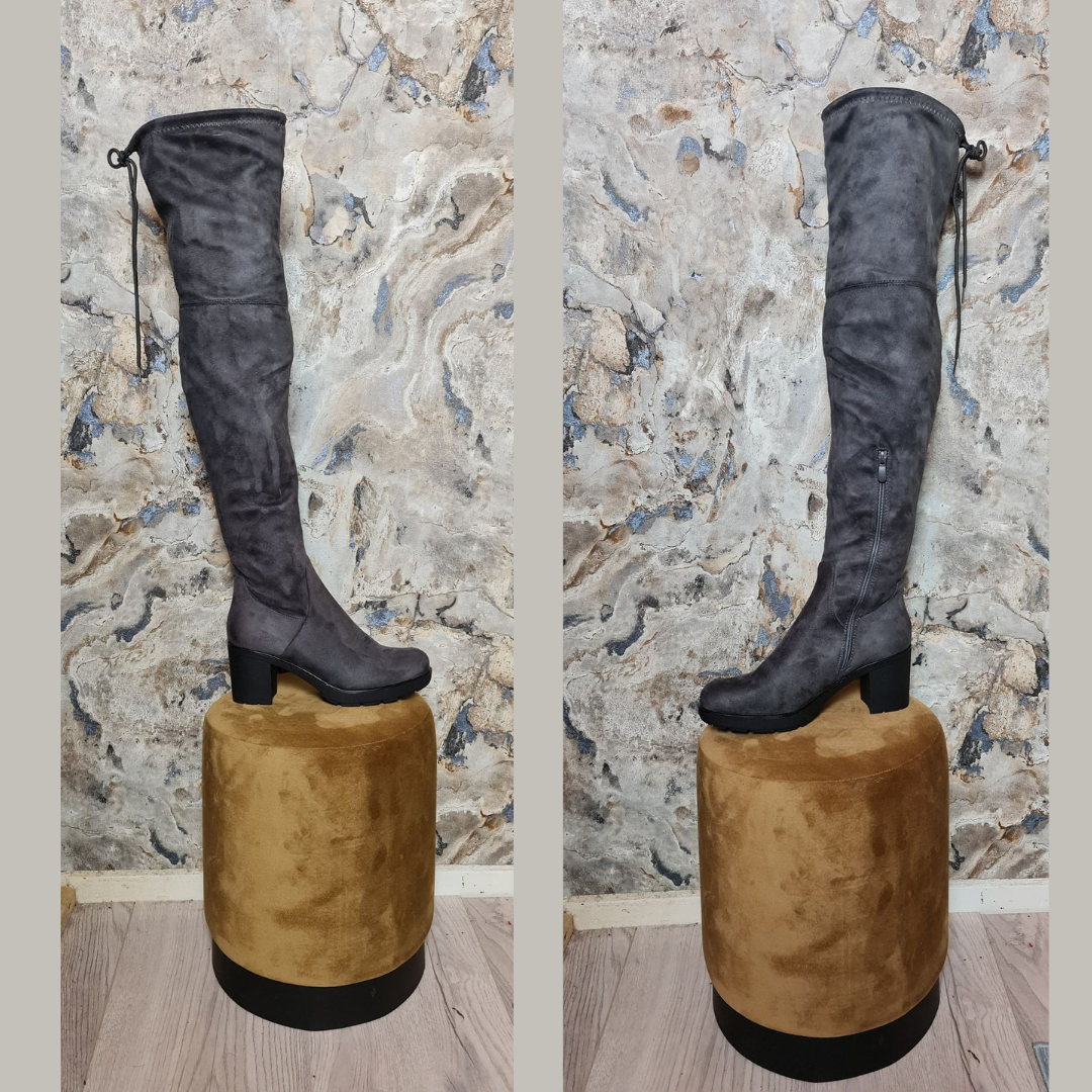 Over Knee Boot Heel | Gray